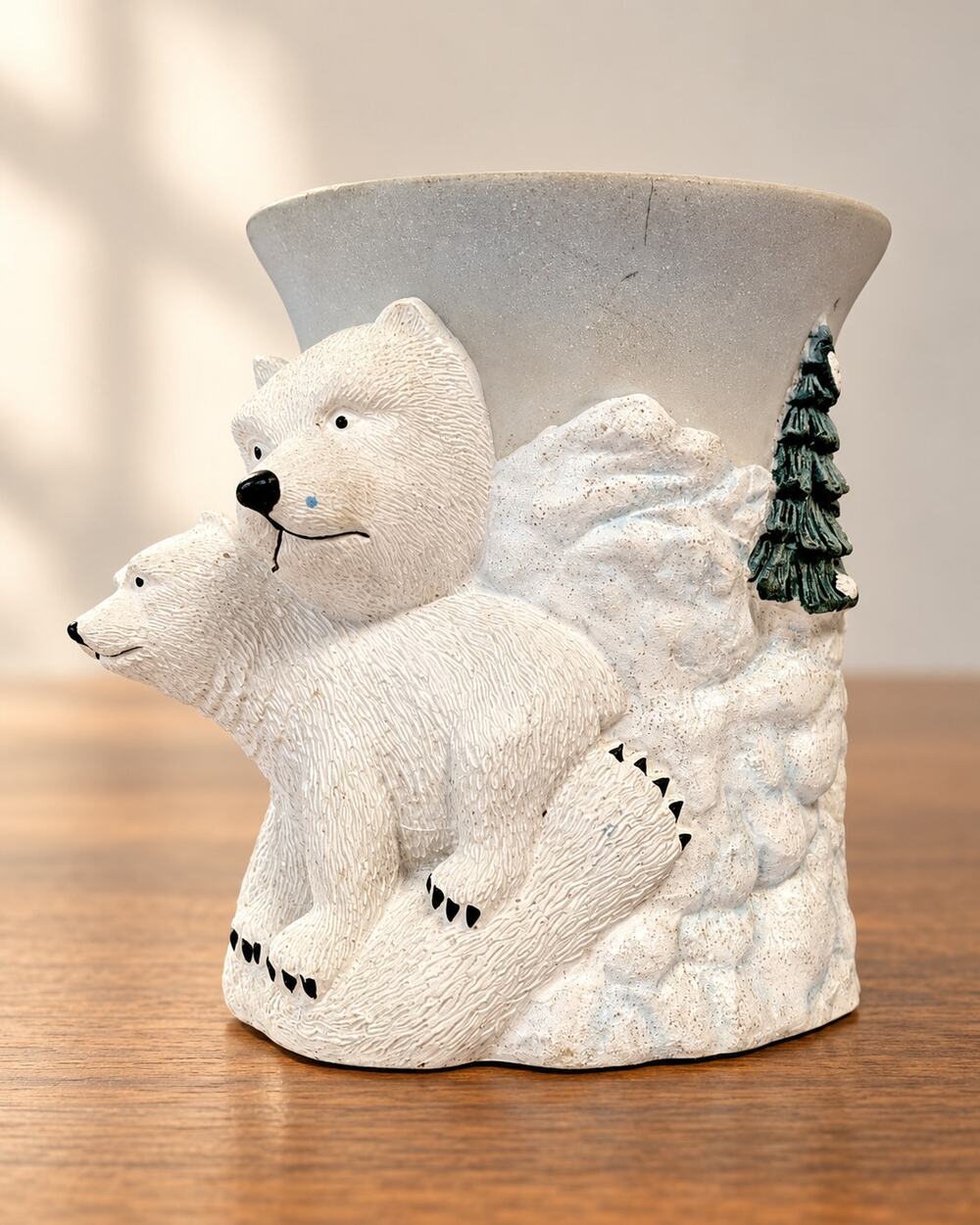 Pfaltzgraff Winter Frost Vintage Polar Bear Pillar Candle Holder